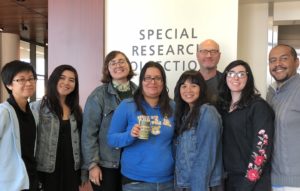 Curator of the Performing Arts Collection, David Seubert, with members of the Student Chapter of ARSC at UCLA after a tour of the UCSB Cylinder Audio Archive.